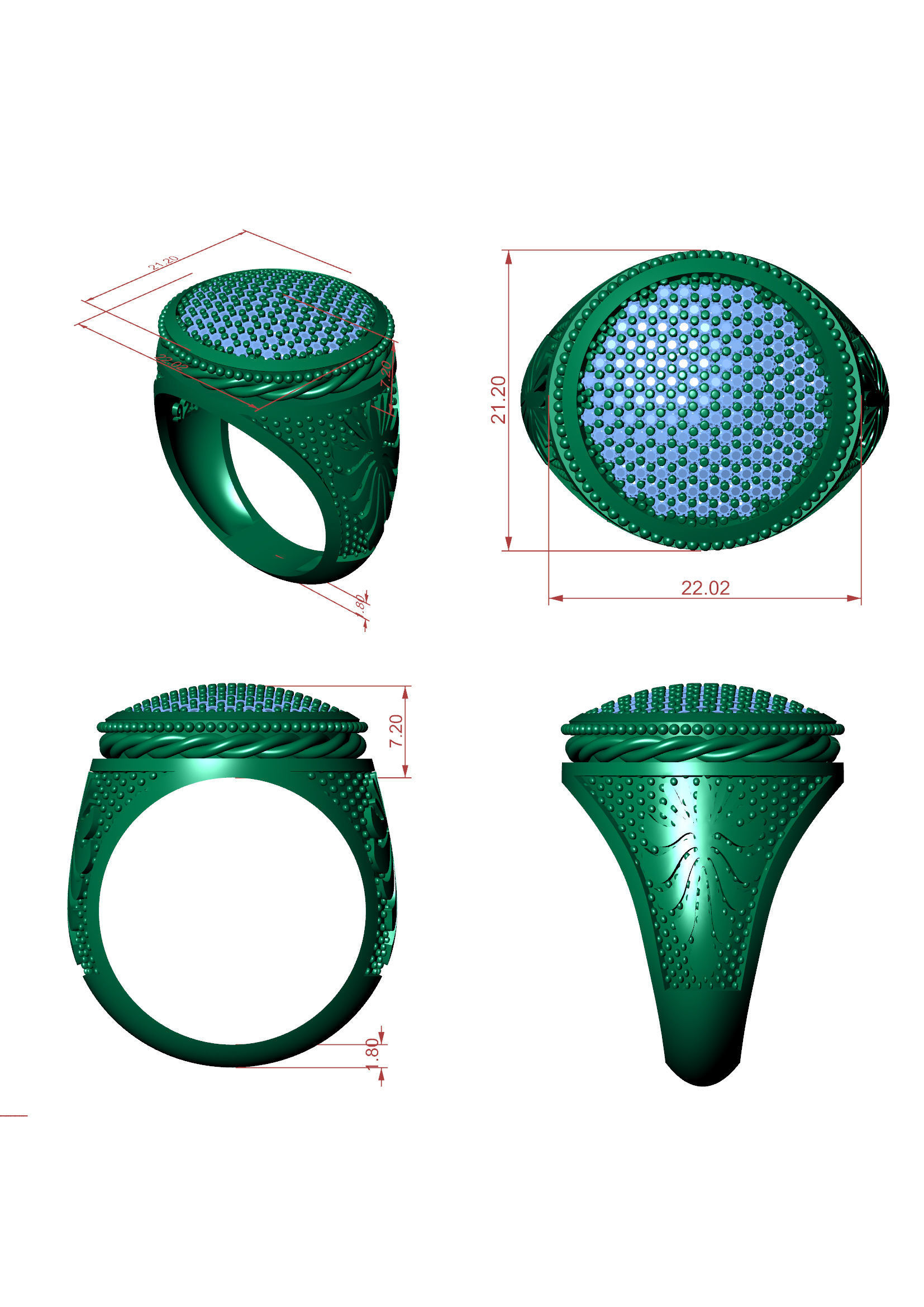 Men Diamond Ring 3D Printable Ornamental Jewelry Design 3D print model_8