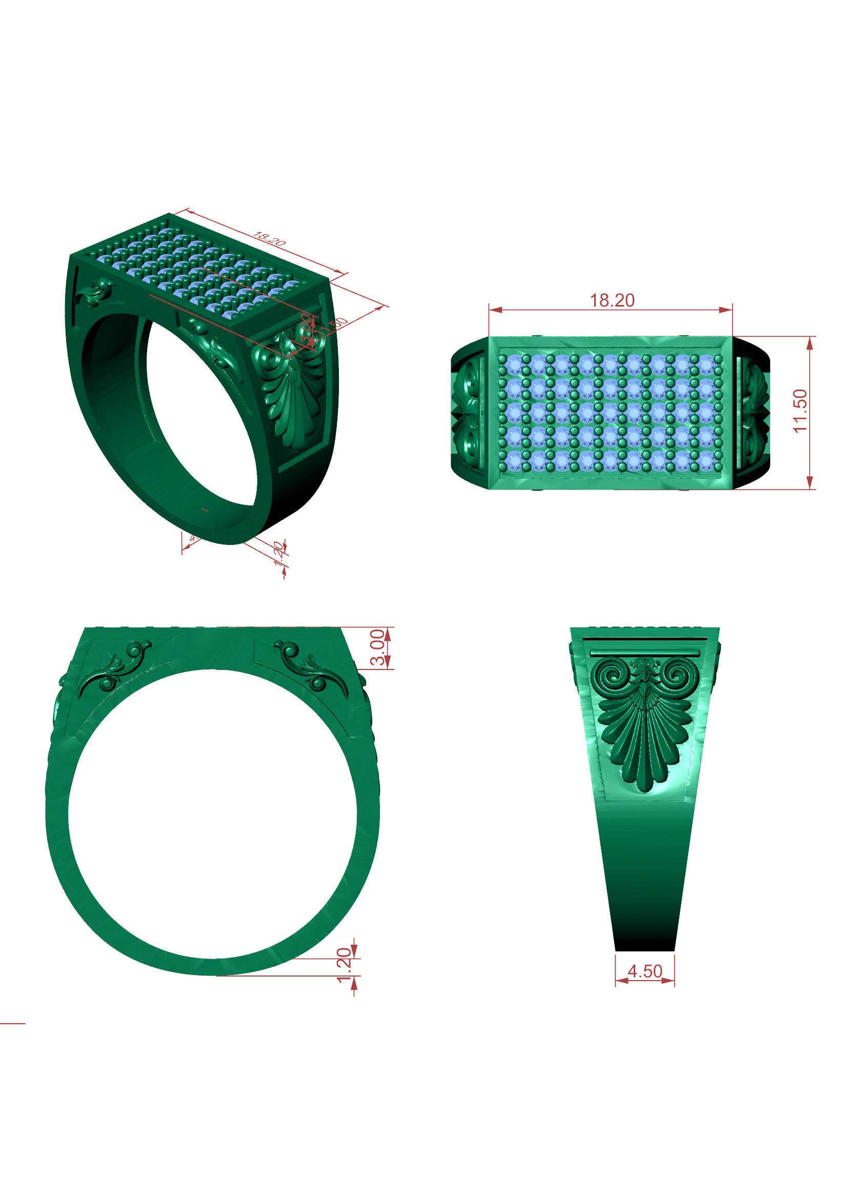 Men Diamond Ring 3D Printable Ornamental Jewelry Design 3D print model_7