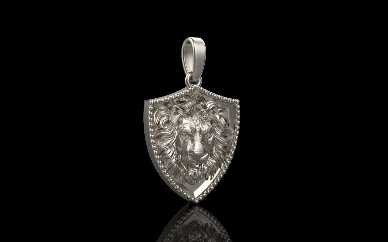 Lion shield pendant model 508 3D print model_17