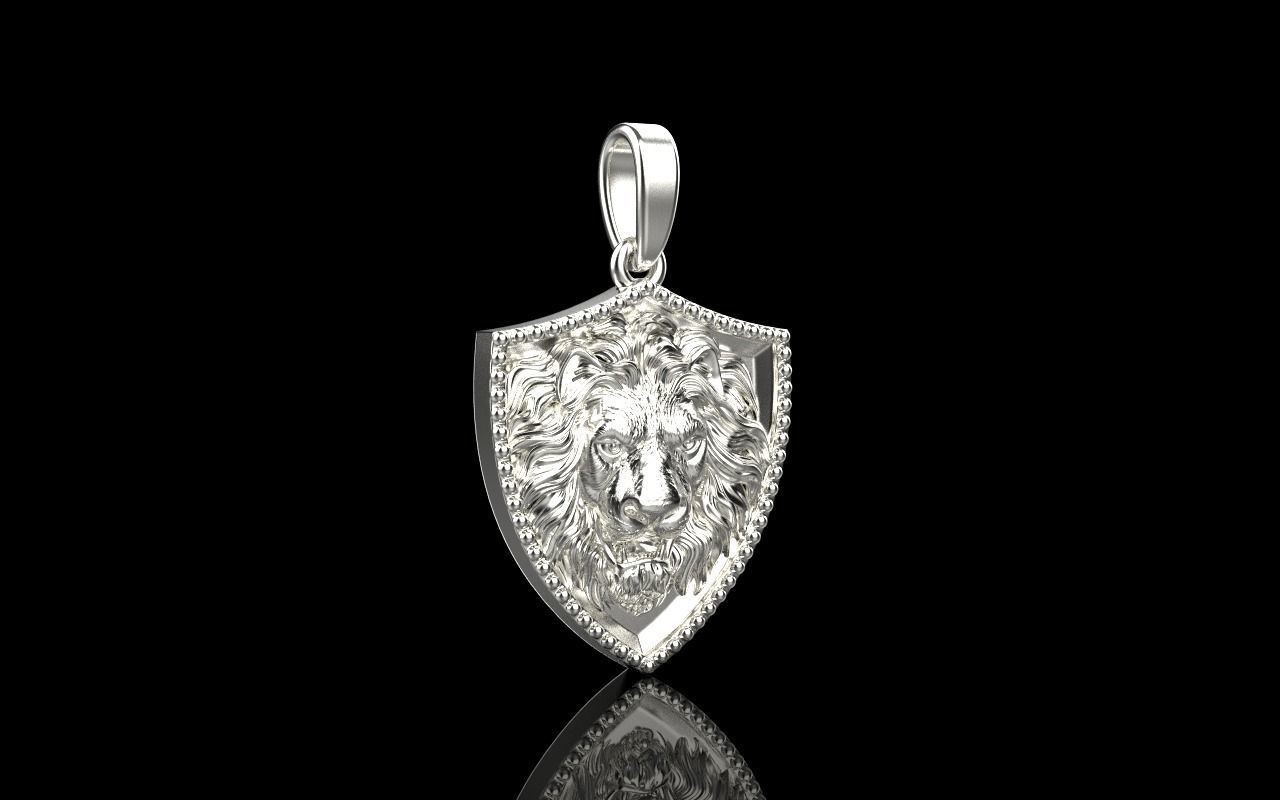 Lion shield pendant model 508 3D print model_20