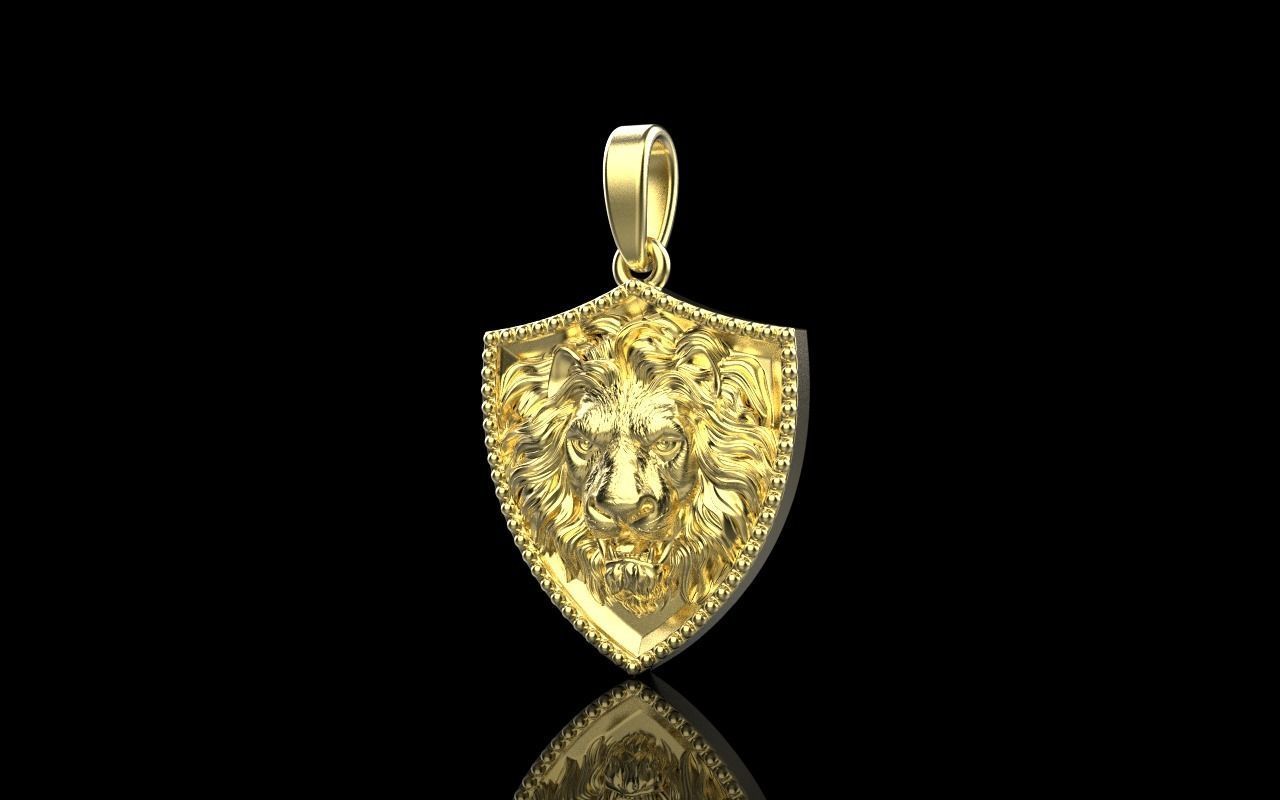 Lion shield pendant model 508 3D print model_23