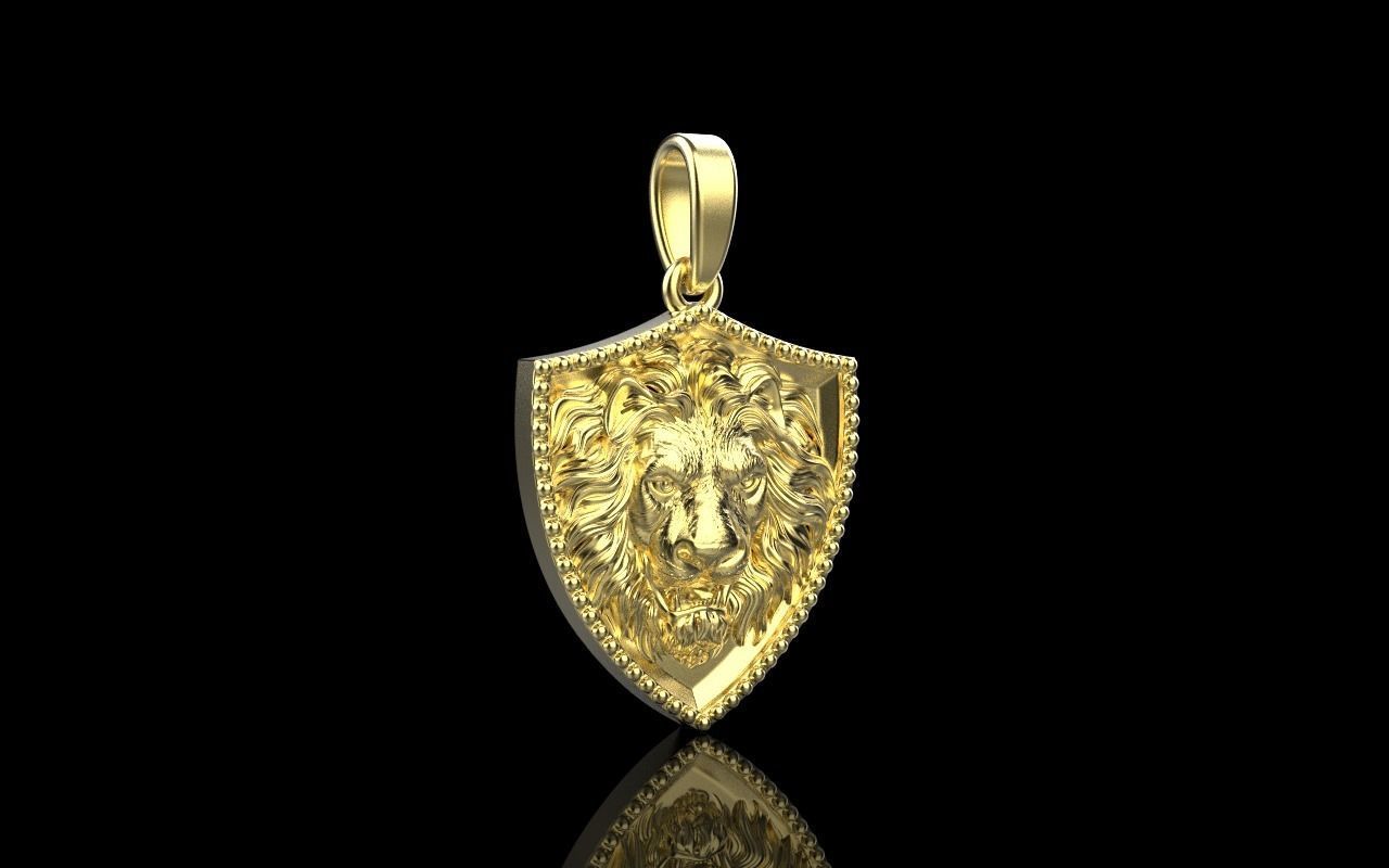 Lion shield pendant model 508 3D print model_16