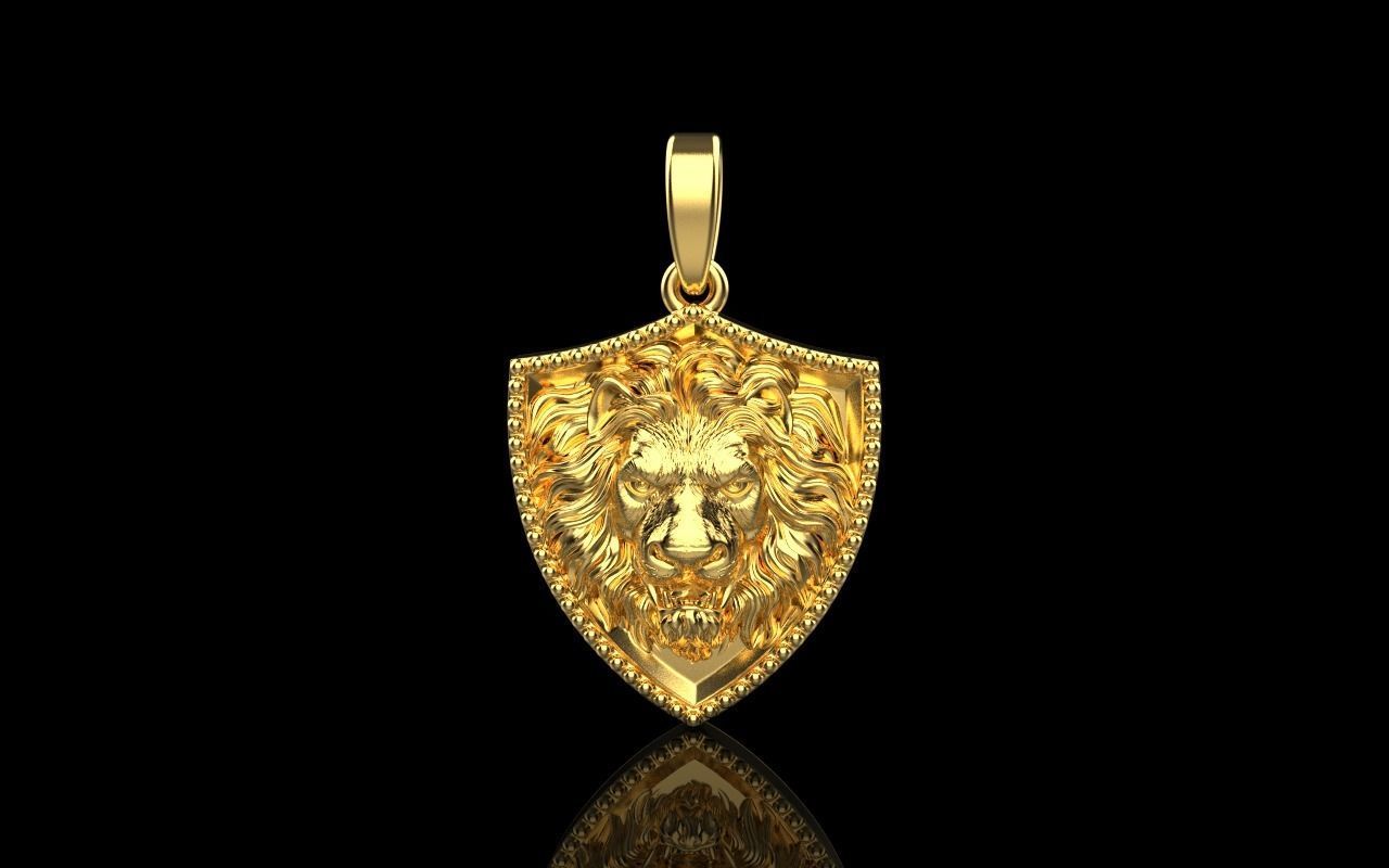 Lion shield pendant model 508 3D print model_11