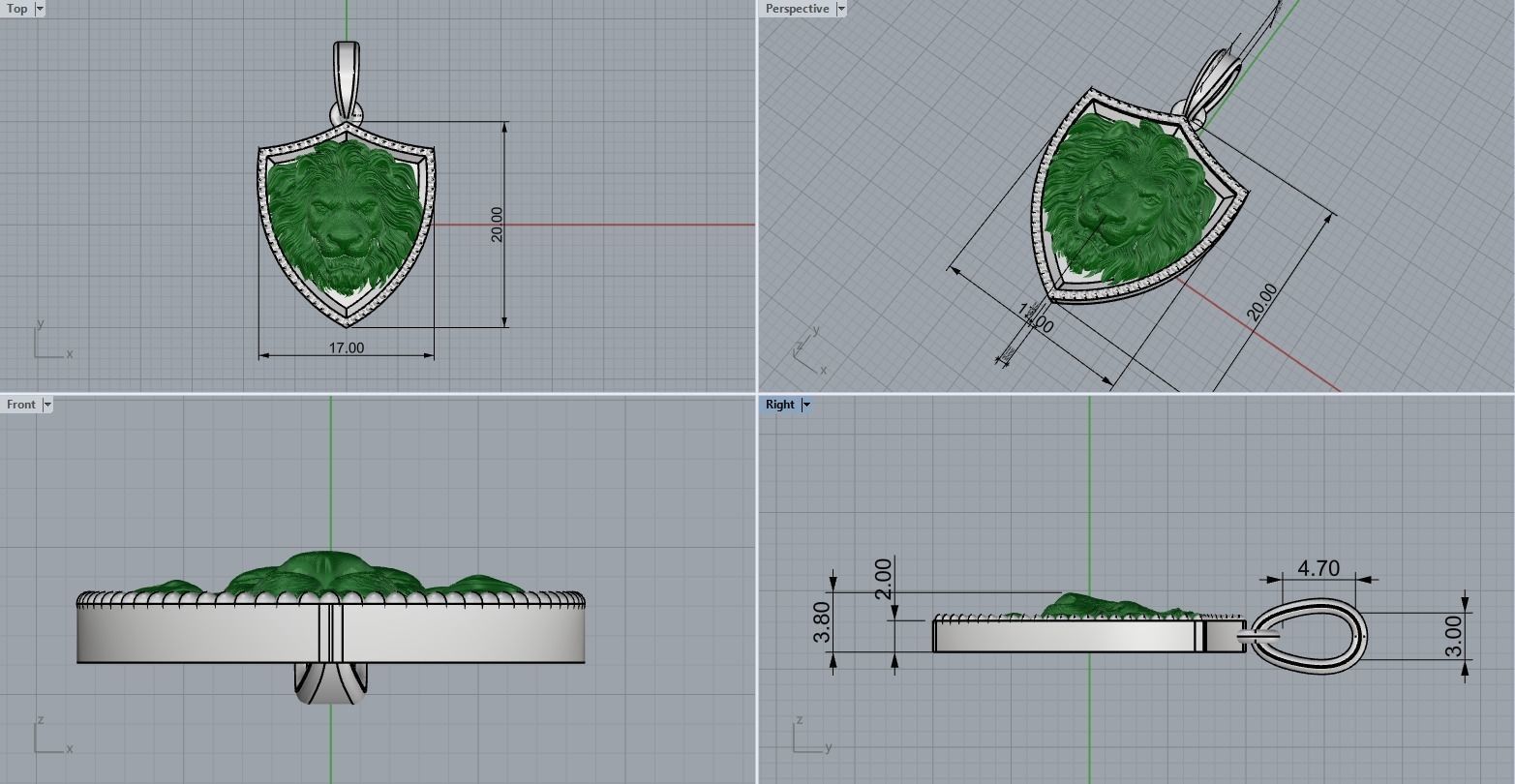 Lion shield pendant model 508 3D print model_4