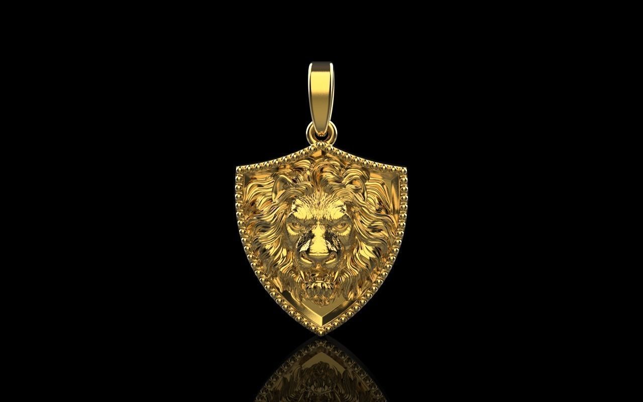 Lion shield pendant model 508 3D print model_15