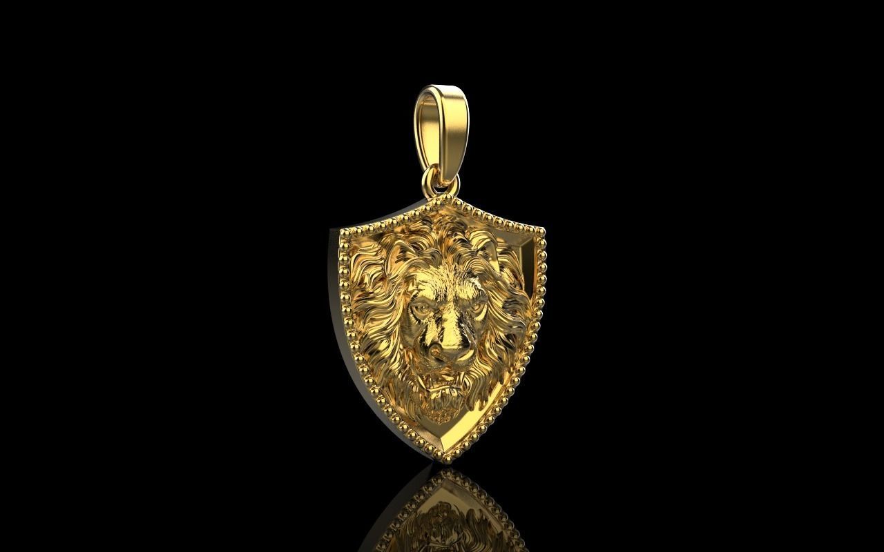 Lion shield pendant model 508 3D print model_21