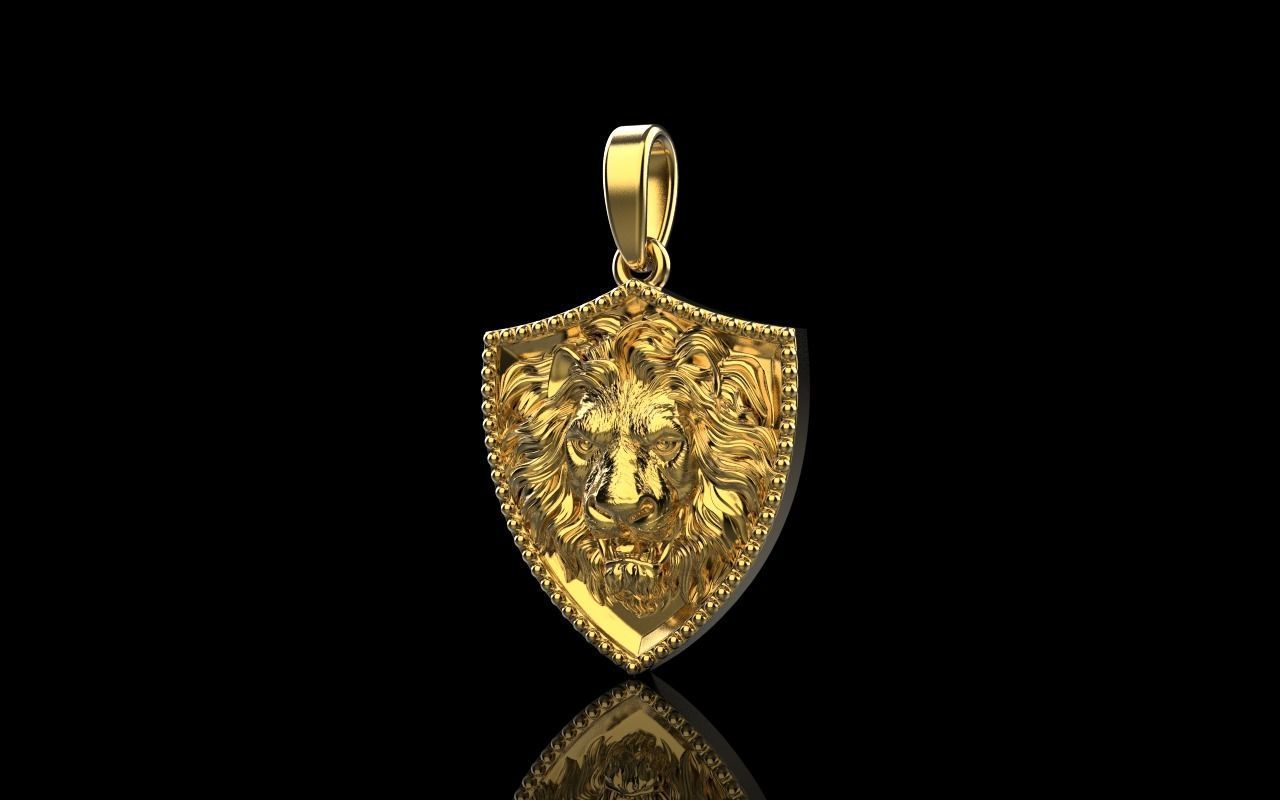 Lion shield pendant model 508 3D print model_27