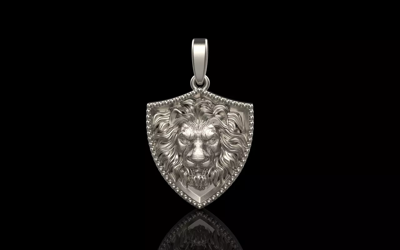 Lion shield pendant model 508 3D print model_0