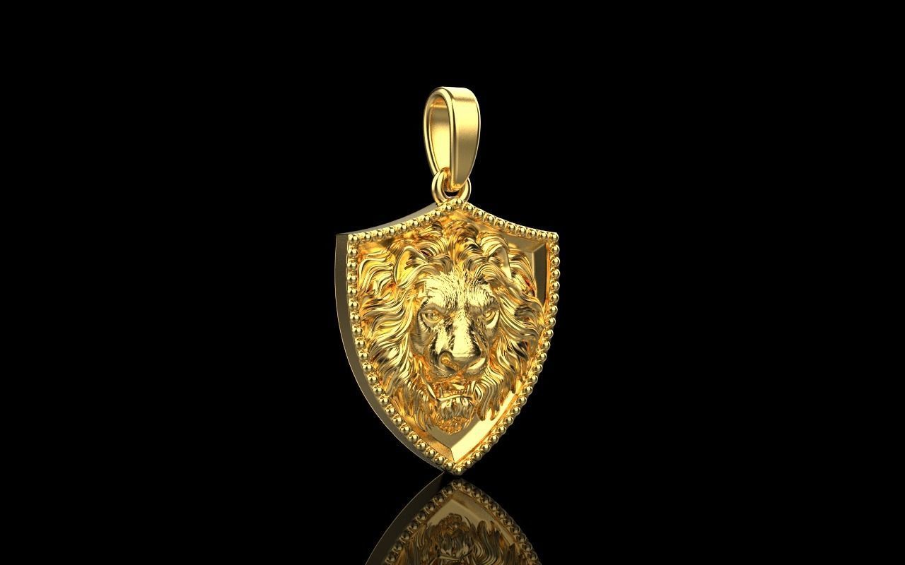 Lion shield pendant model 508 3D print model_1