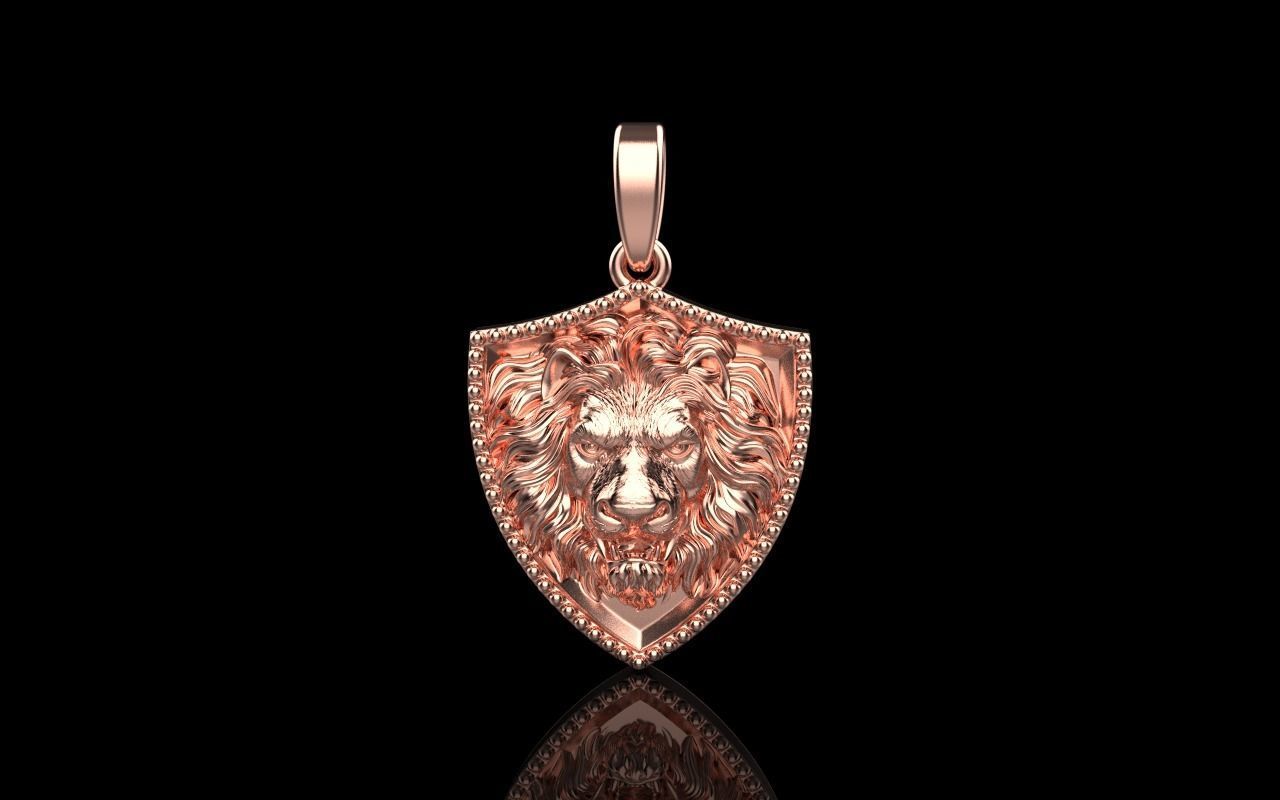 Lion shield pendant model 508 3D print model_2