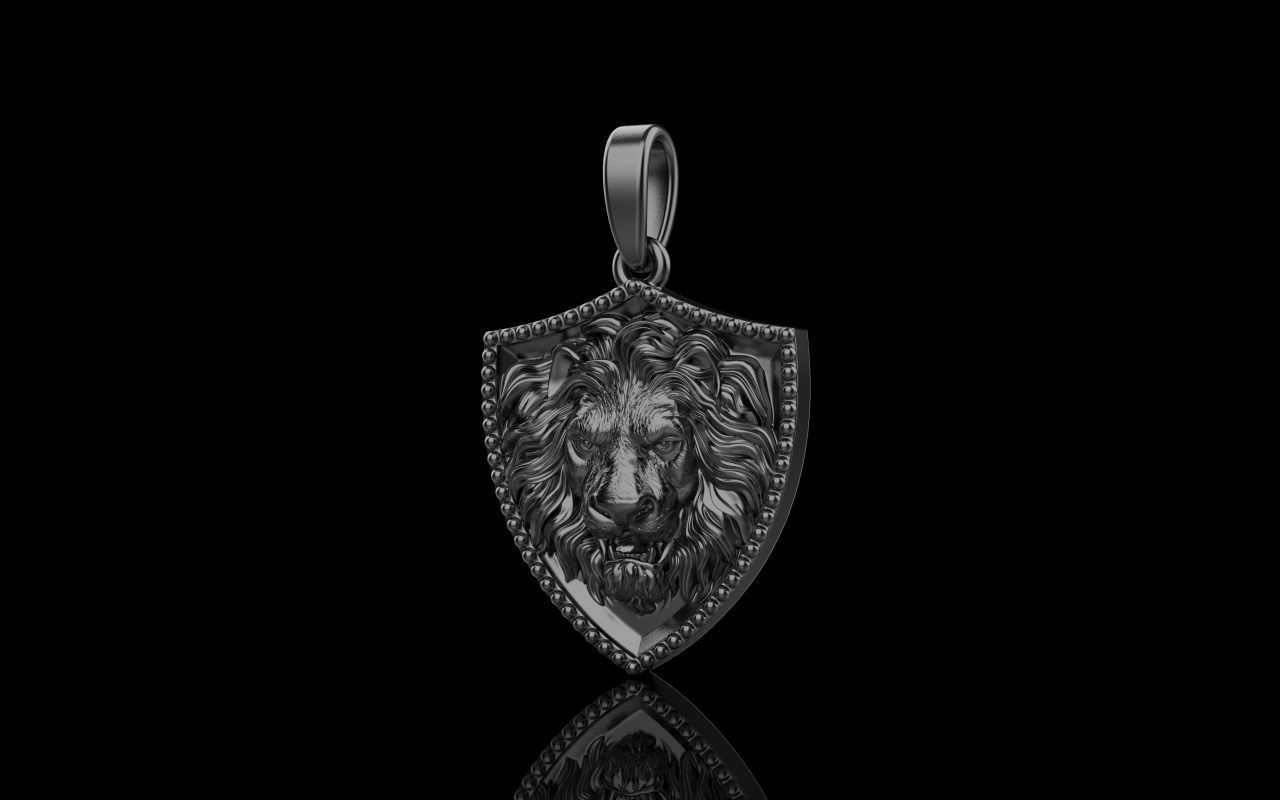 Lion shield pendant model 508 3D print model_25