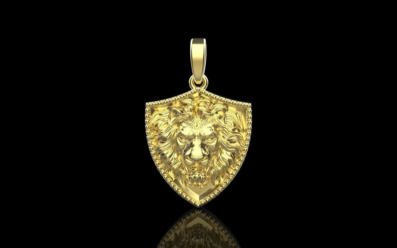 Lion shield pendant model 508 3D print model_12