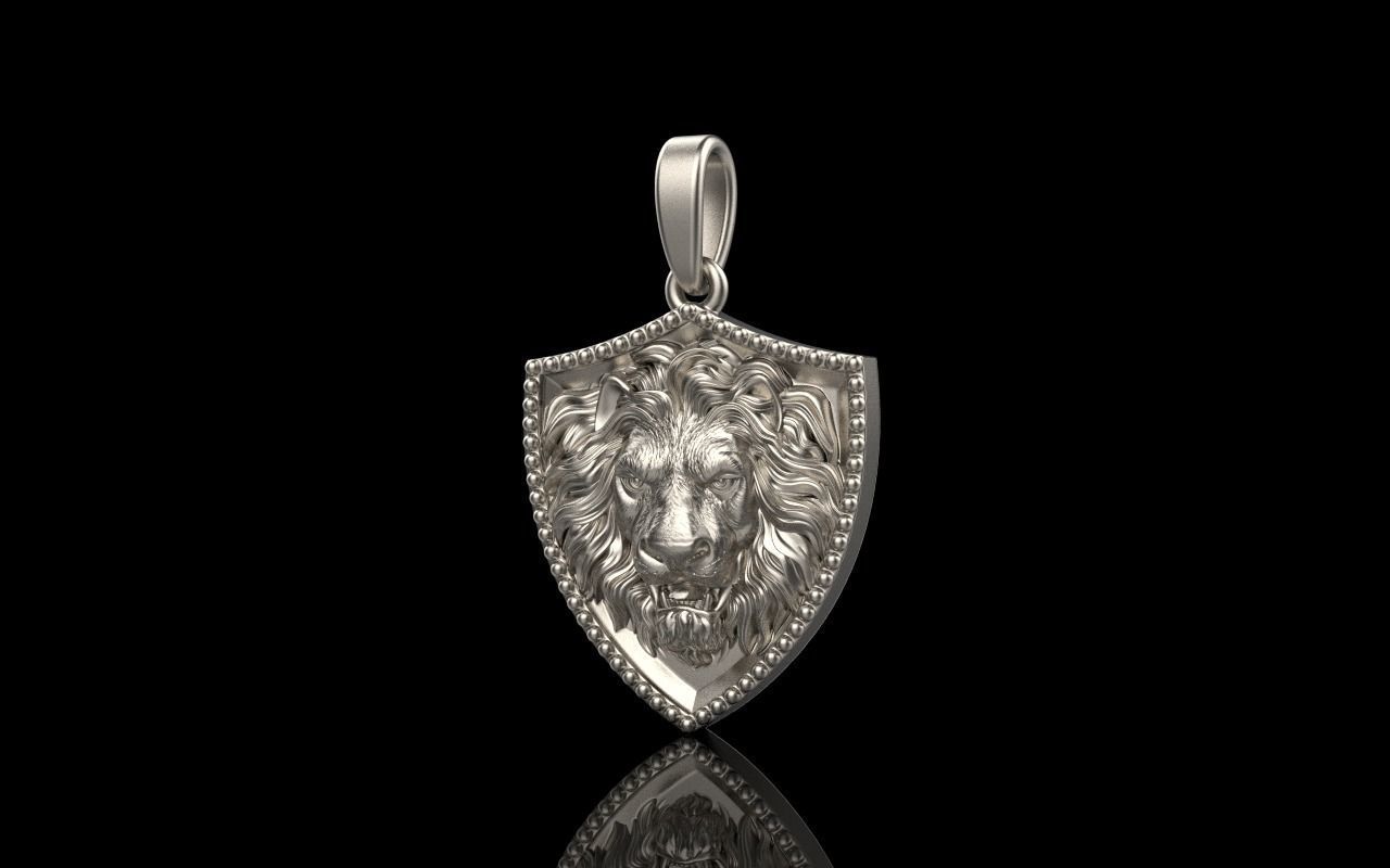 Lion shield pendant model 508 3D print model_24