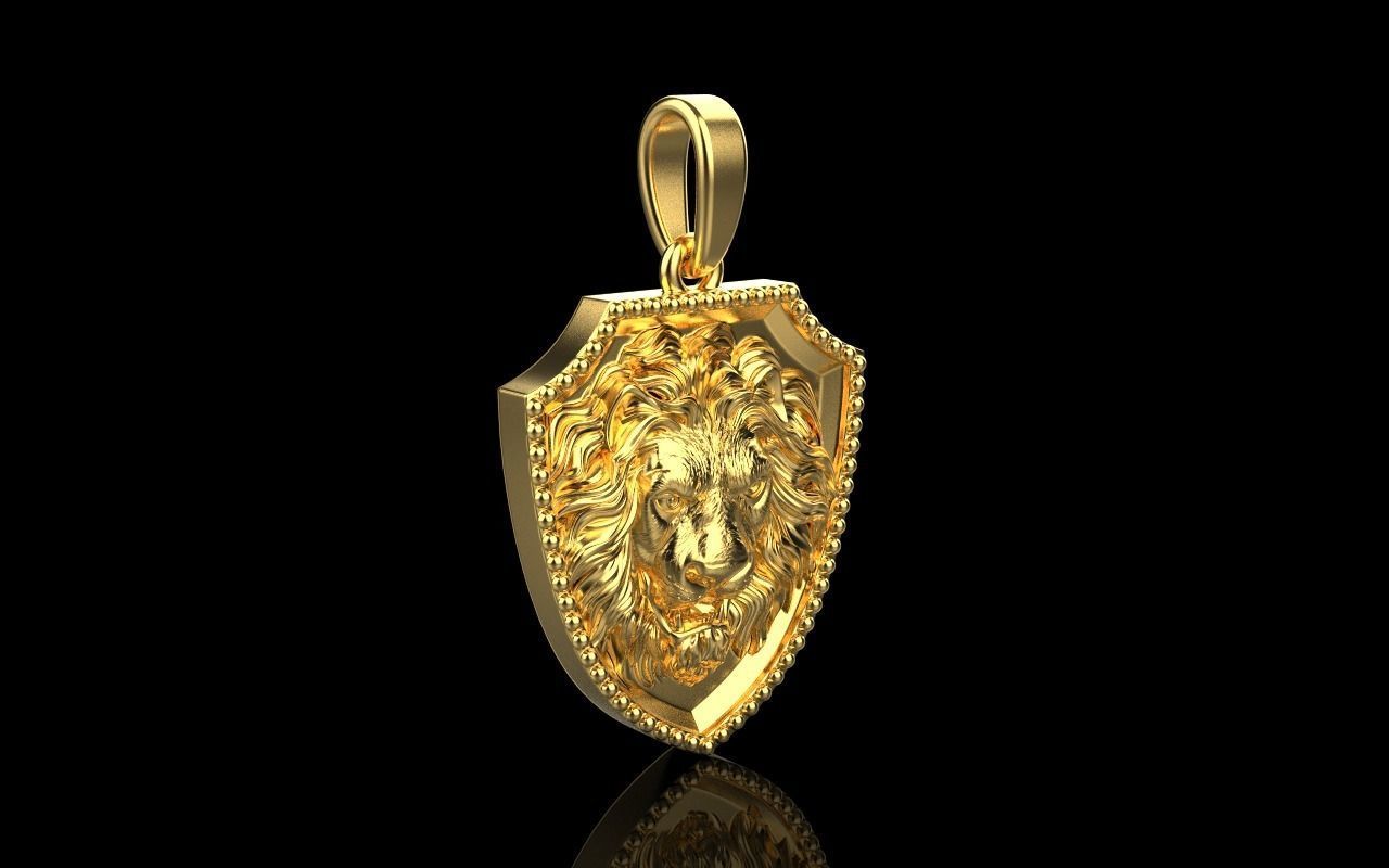 Lion shield pendant model 507 3D print model_21