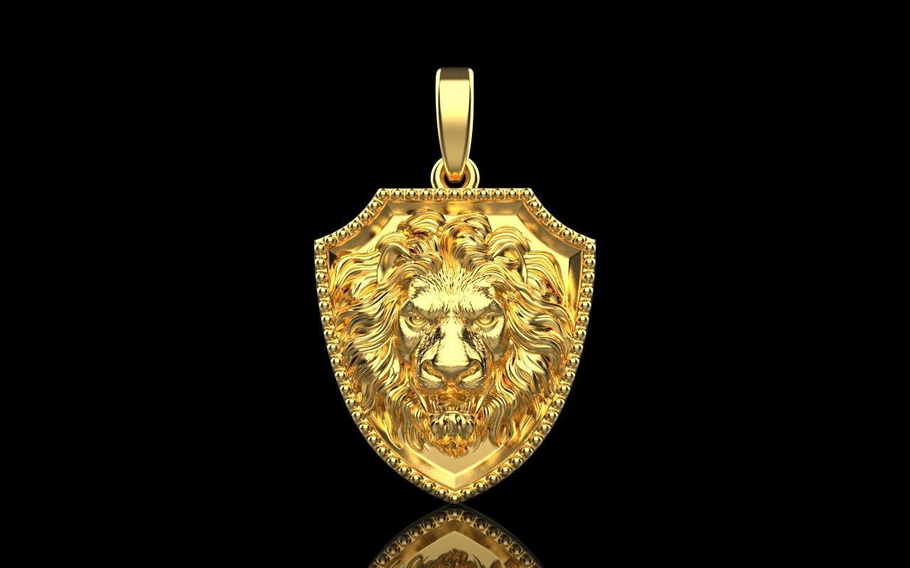 Lion shield pendant model 507 3D print model_16