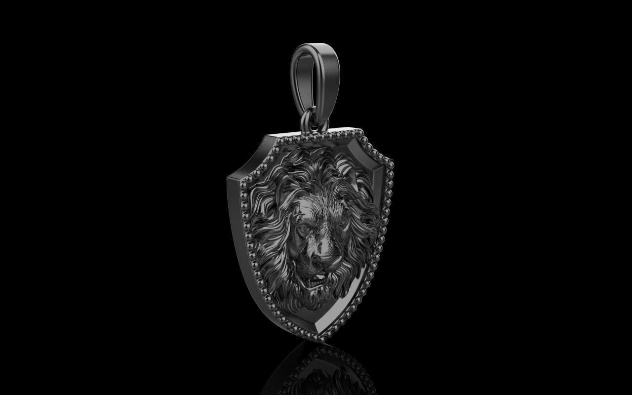 Lion shield pendant model 507 3D print model_25