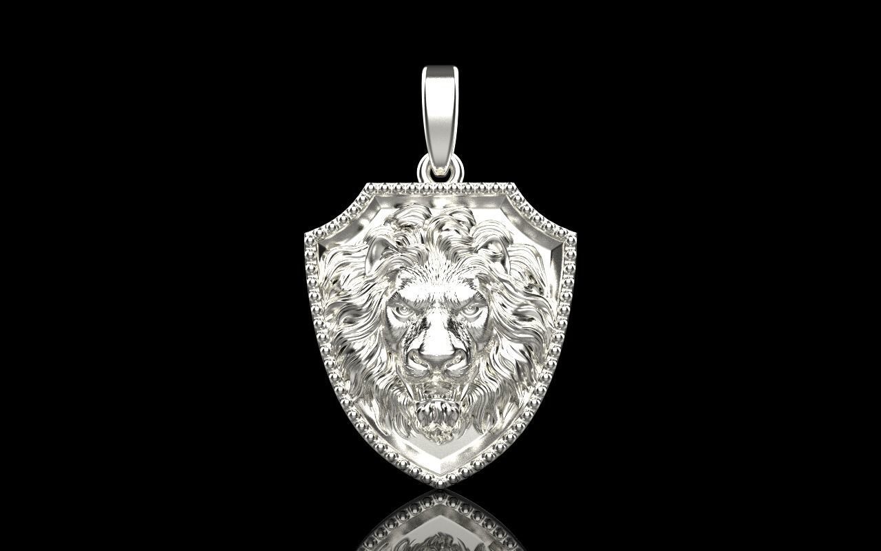 Lion shield pendant model 507 3D print model_20