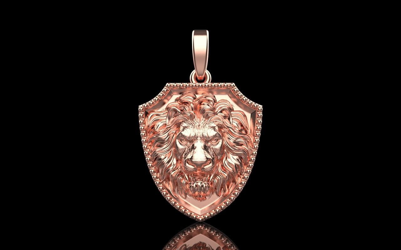 Lion shield pendant model 507 3D print model_18