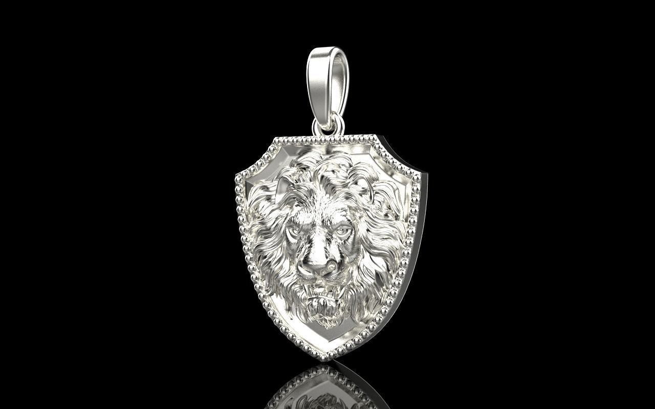 Lion shield pendant model 507 3D print model_14