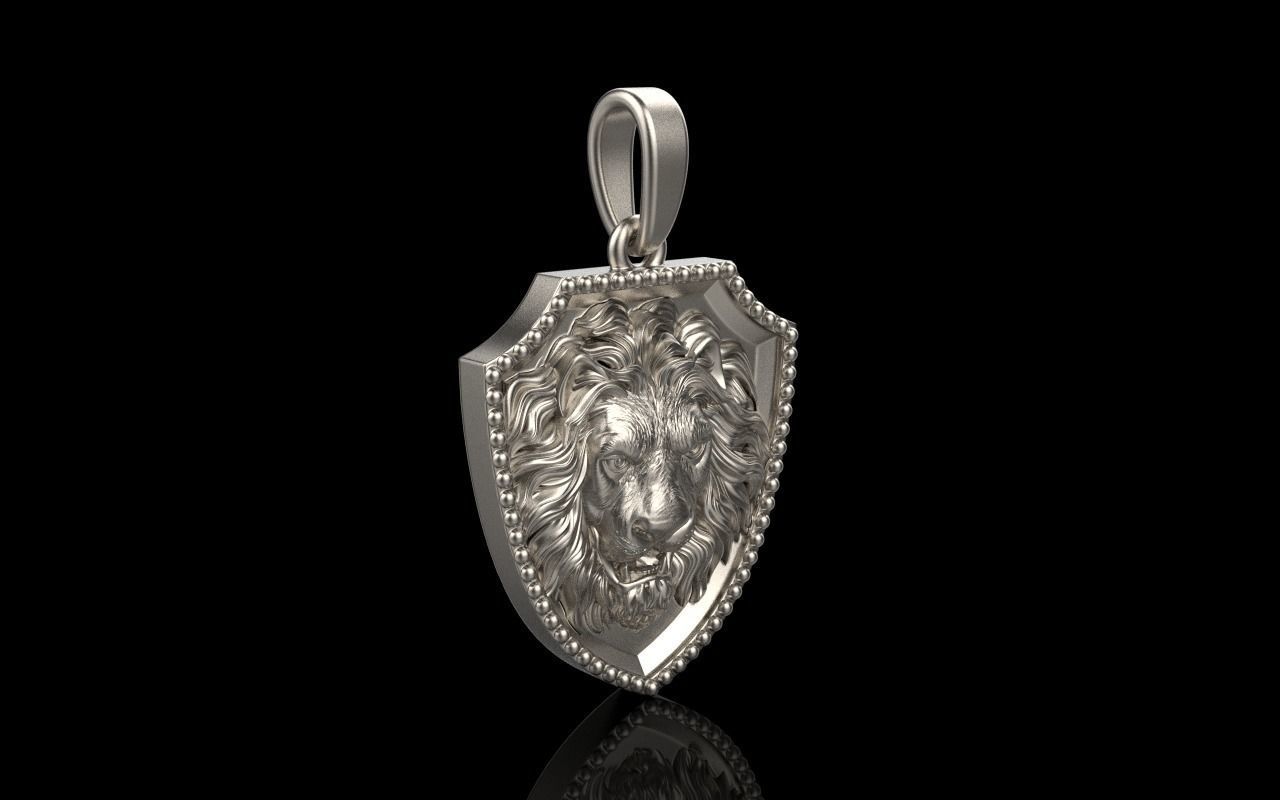 Lion shield pendant model 507 3D print model_23