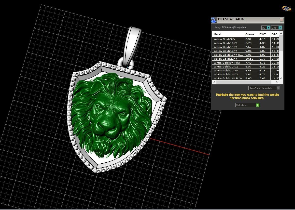Lion shield pendant model 507 3D print model_2