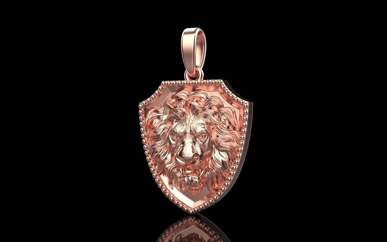 Lion shield pendant model 507 3D print model_12