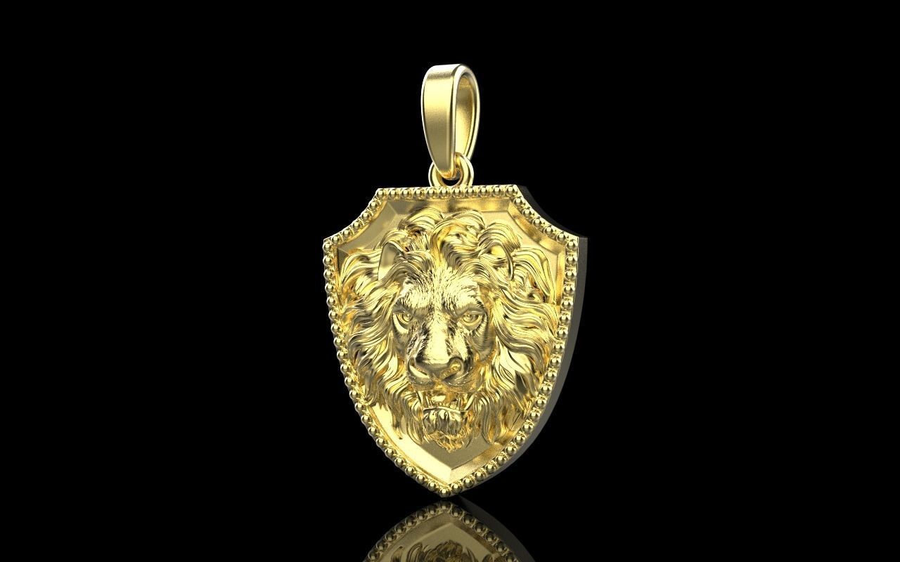 Lion shield pendant model 507 3D print model_11