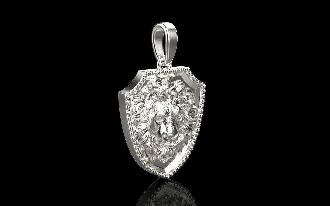 Lion shield pendant model 507 3D print model_26
