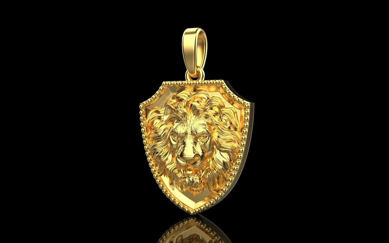 Lion shield pendant model 507 3D print model_10
