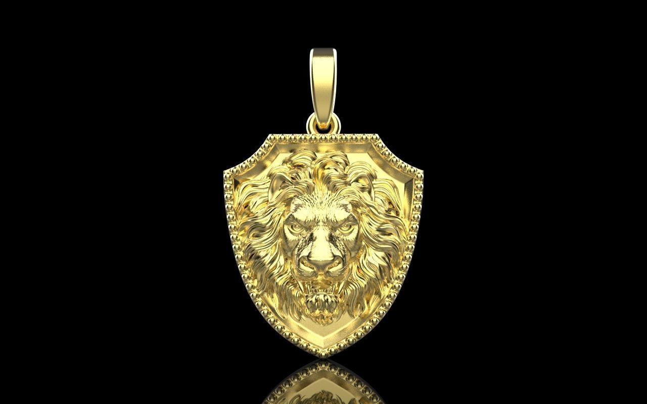 Lion shield pendant model 507 3D print model_17