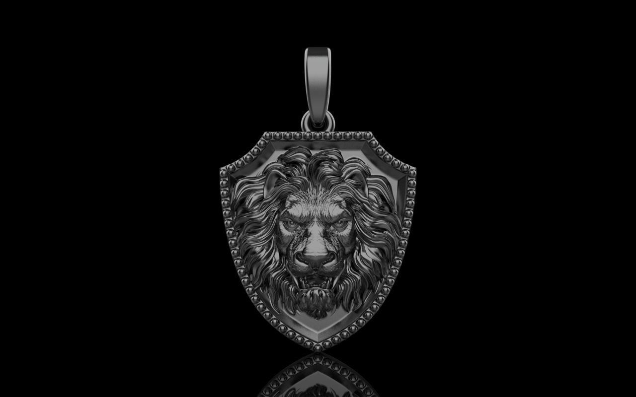 Lion shield pendant model 507 3D print model_19