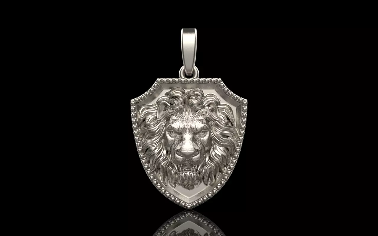 Lion shield pendant model 507 3D print model_0