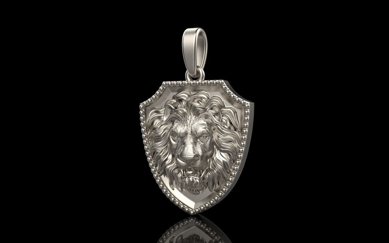 Lion shield pendant model 507 3D print model_1