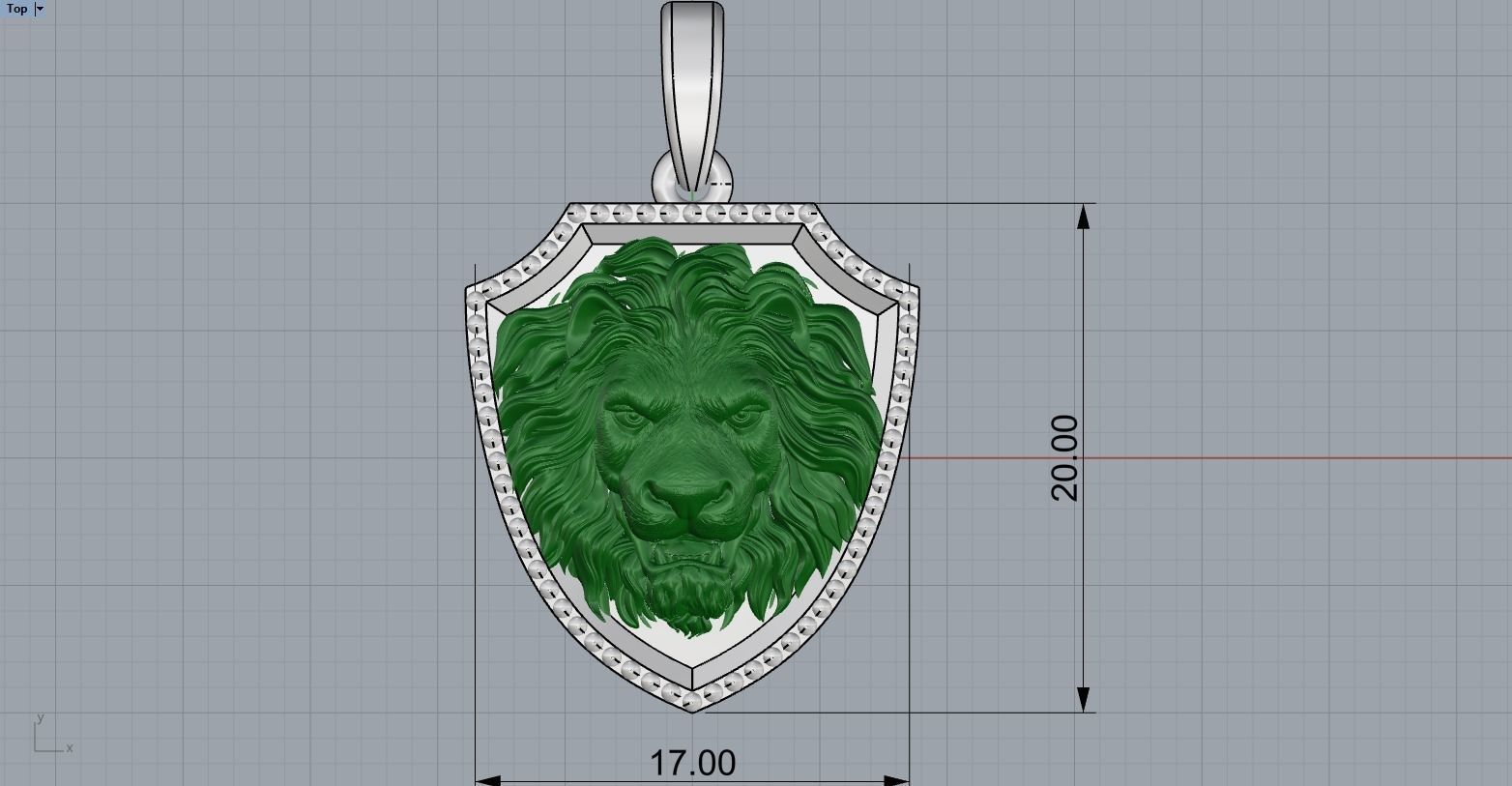 Lion shield pendant model 507 3D print model_5