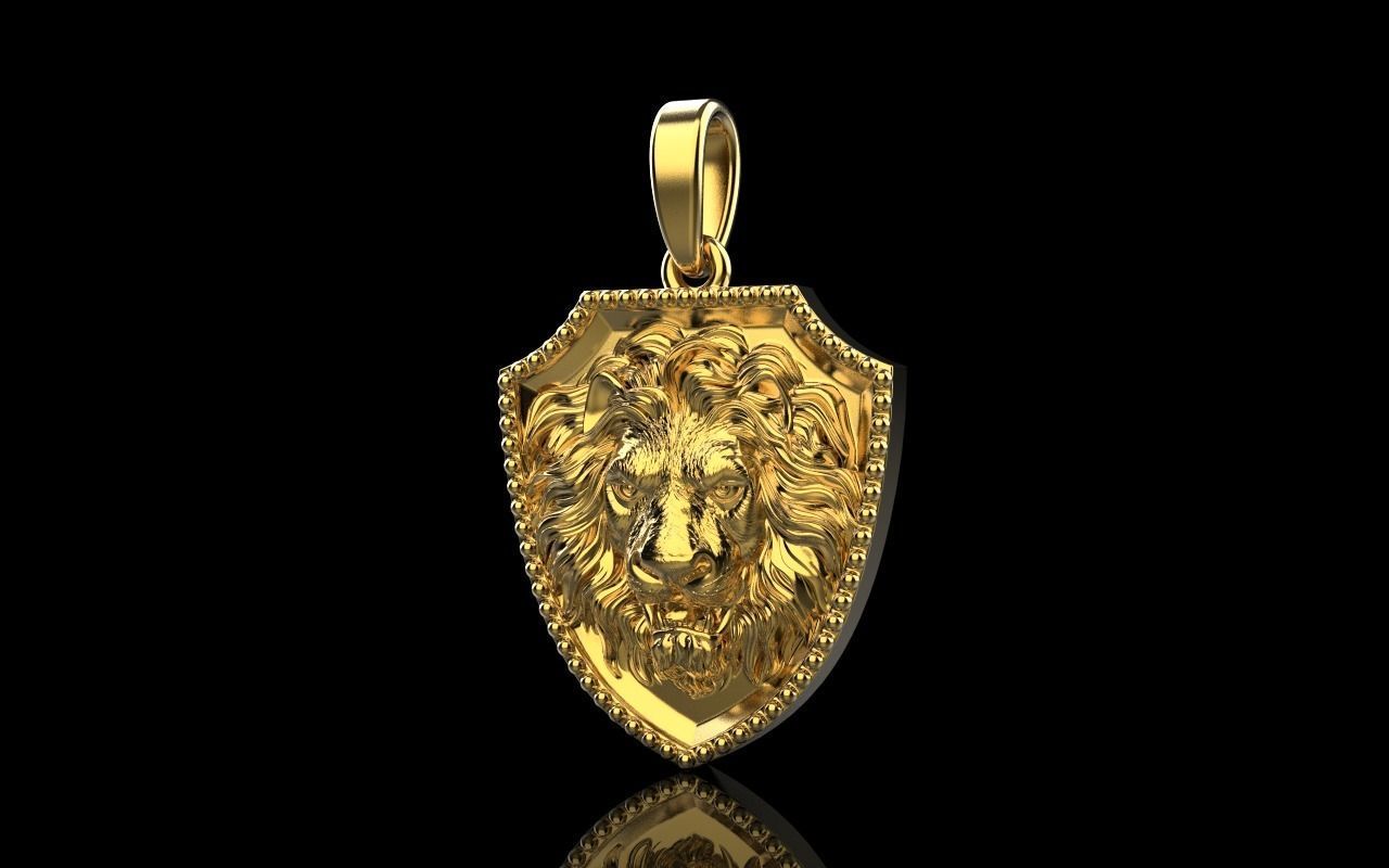 Lion shield pendant model 507 3D print model_15