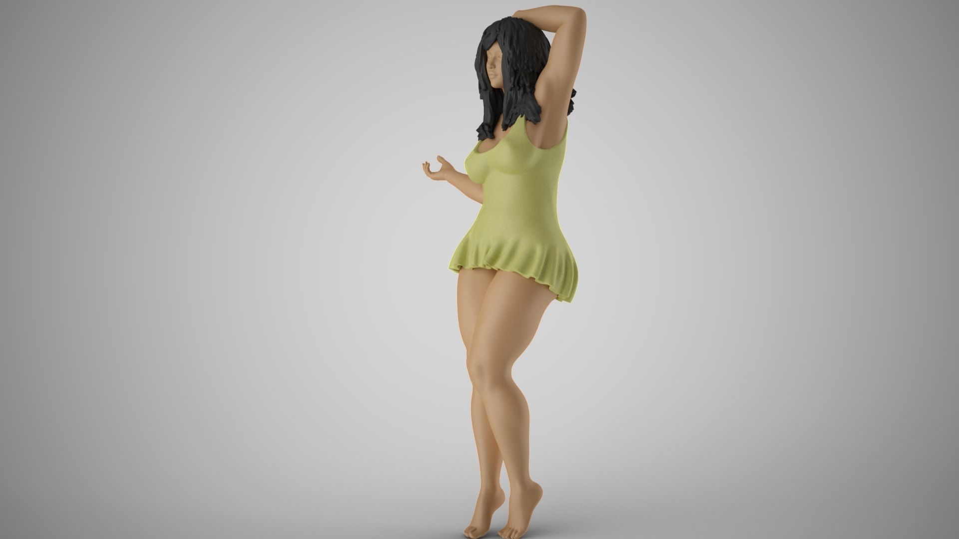 Pretty Girl Hands on Head 3D print model_10