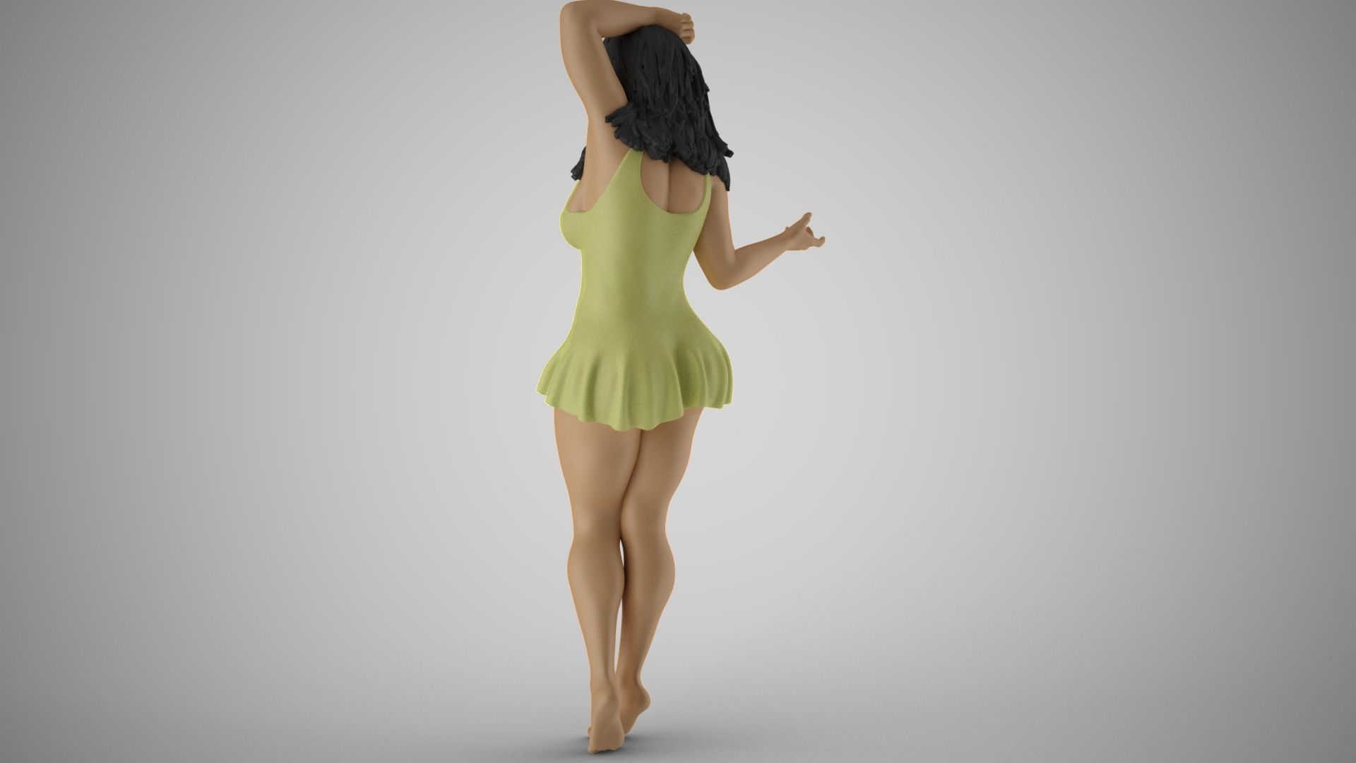 Pretty Girl Hands on Head 3D print model_13