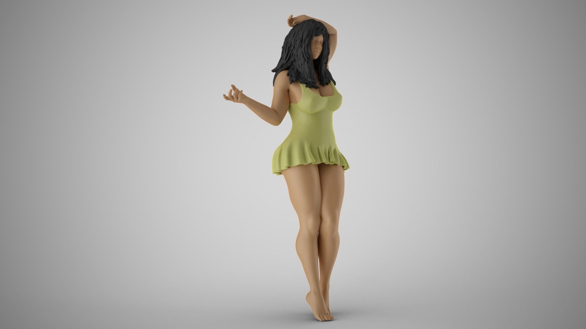 Pretty Girl Hands on Head 3D print model_4