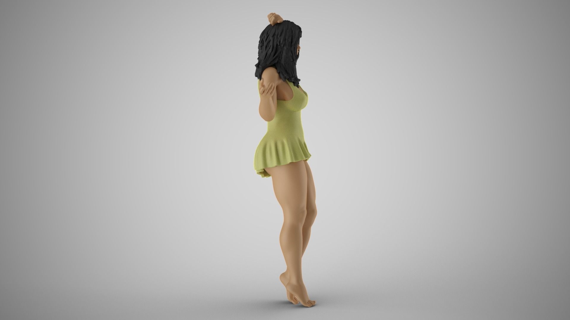 Pretty Girl Hands on Head 3D print model_16