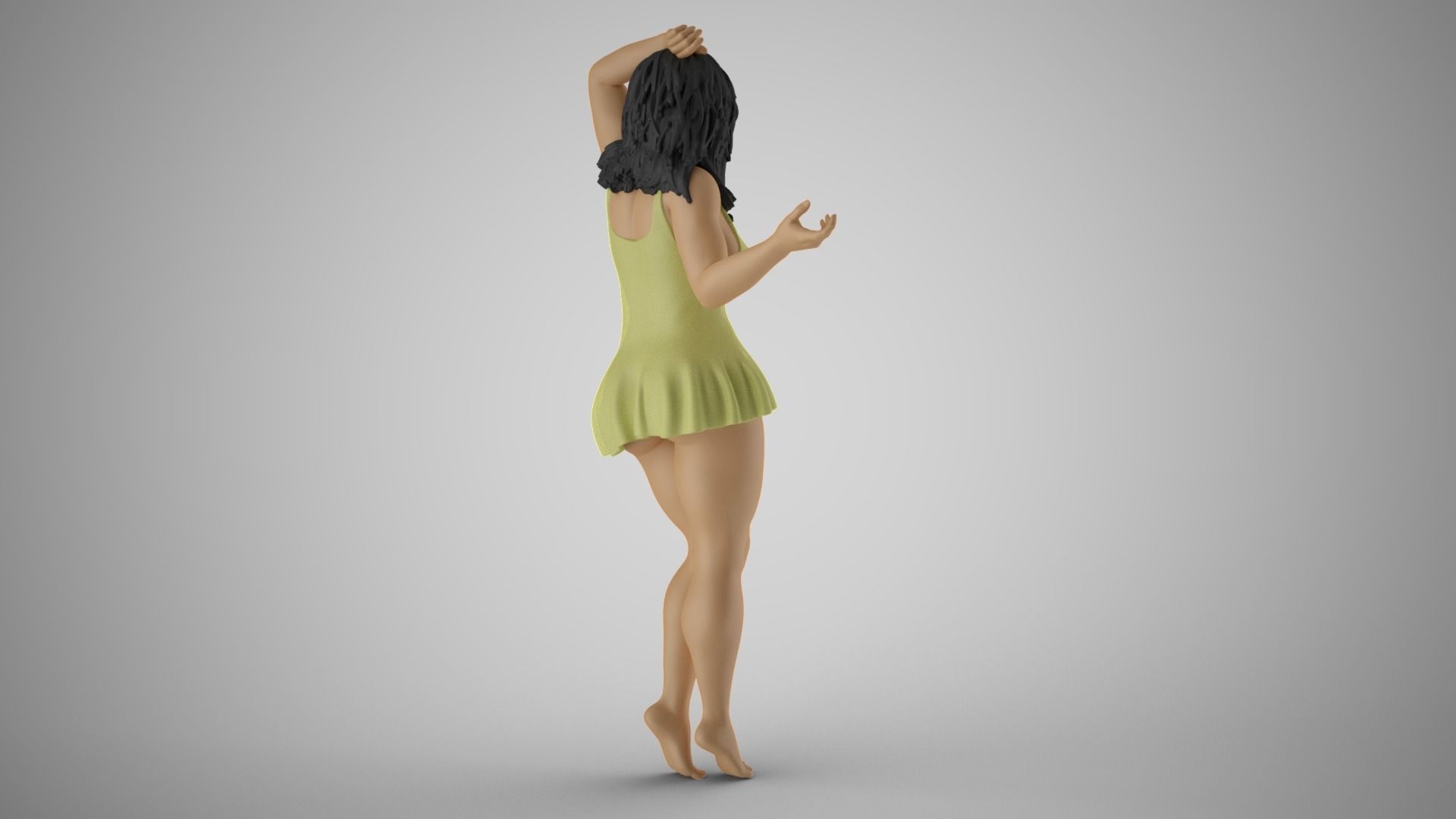 Pretty Girl Hands on Head 3D print model_6