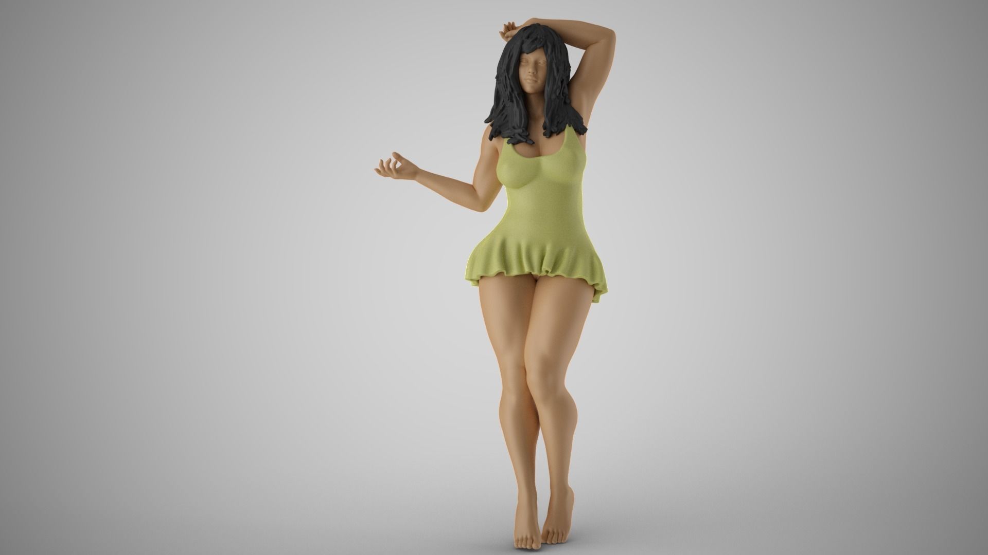 Pretty Girl Hands on Head 3D print model_12