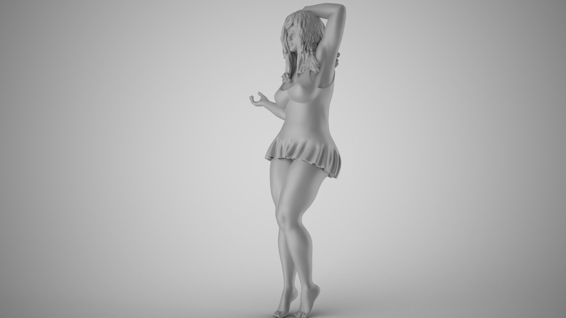 Pretty Girl Hands on Head 3D print model_1