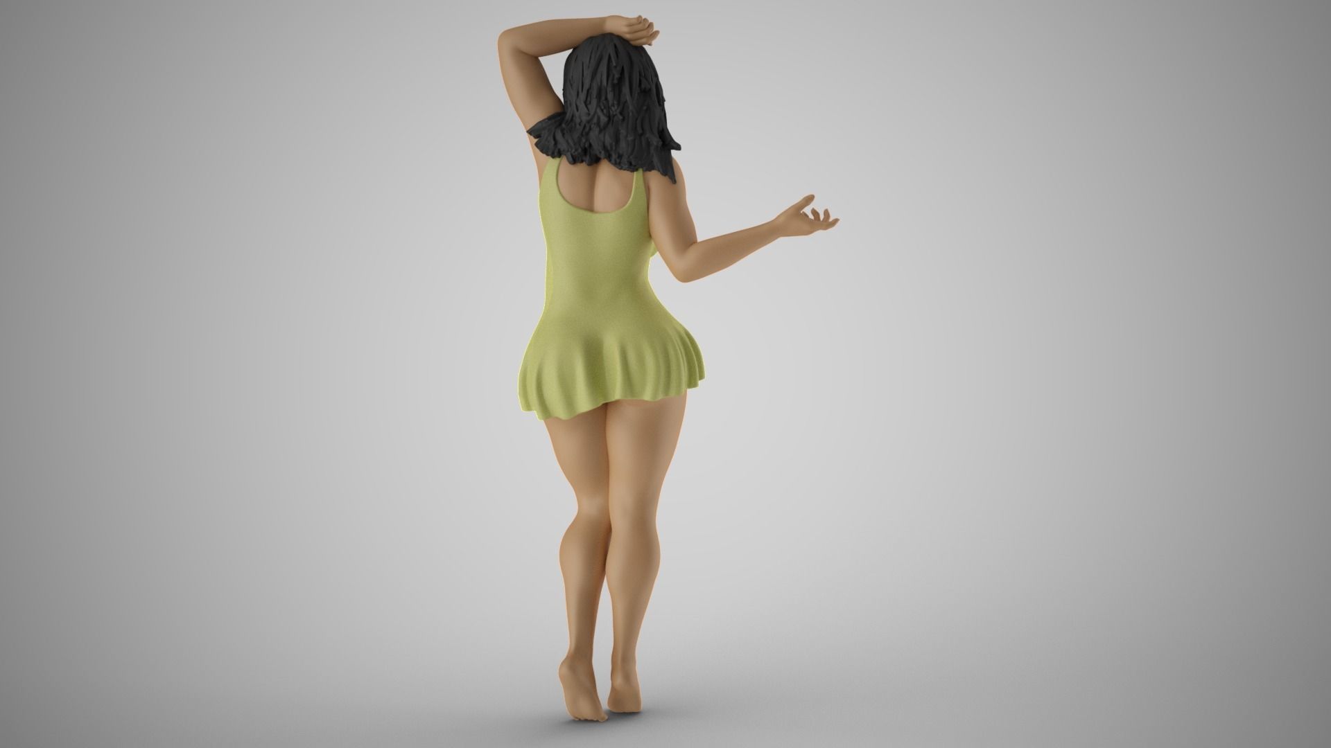 Pretty Girl Hands on Head 3D print model_7