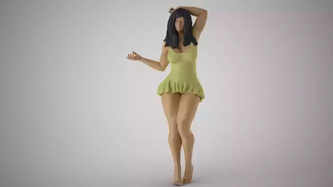 Pretty Girl Hands on Head 3D print model