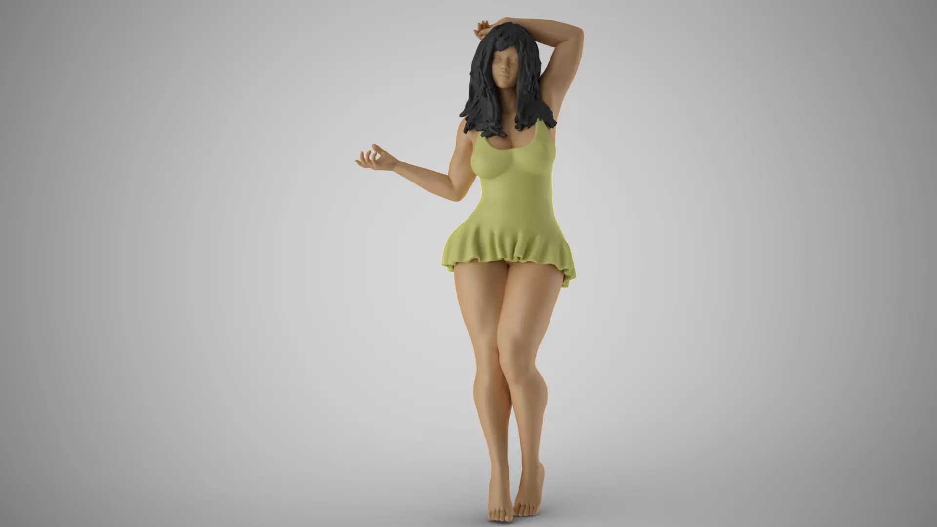 Pretty Girl Hands on Head 3D print model_0