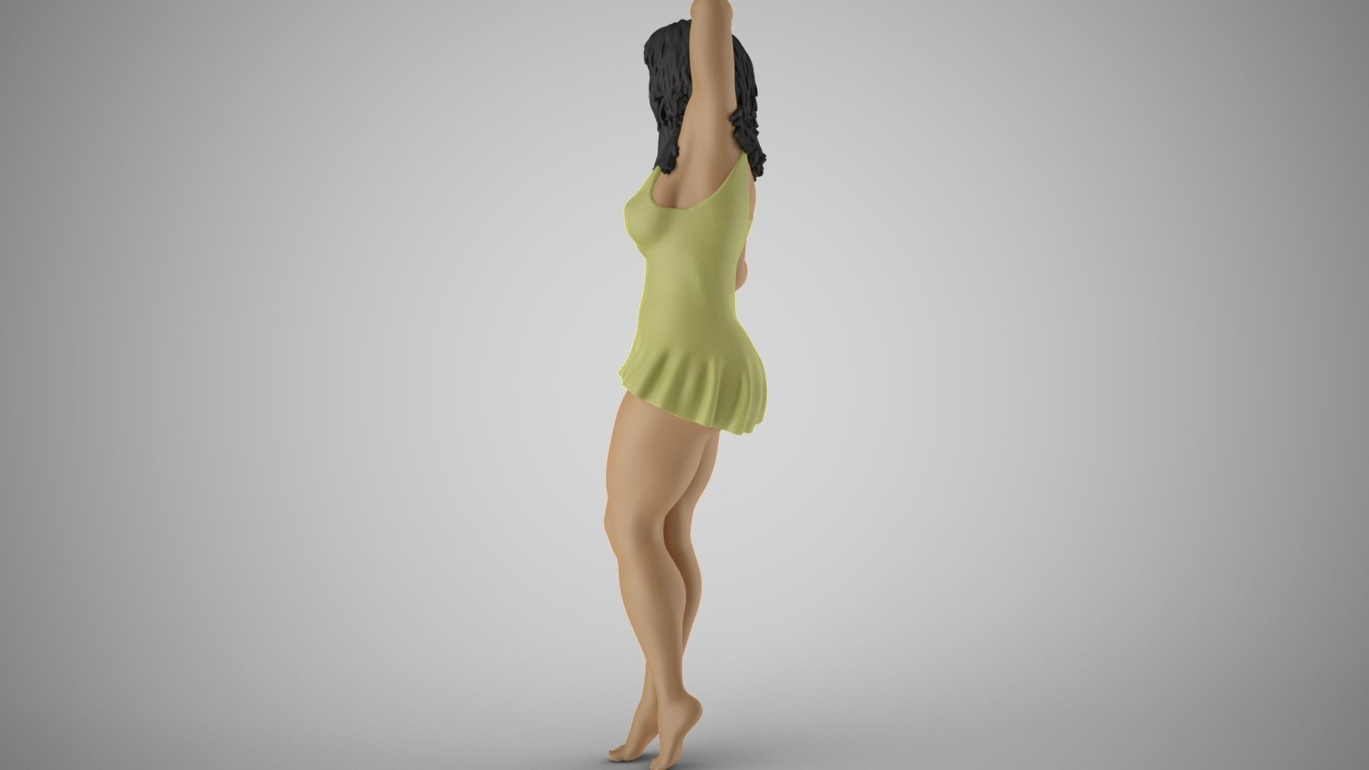 Pretty Girl Hands on Head 3D print model_9