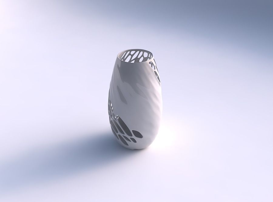 Spacious vase with organic lattice half solid 3D print model_0