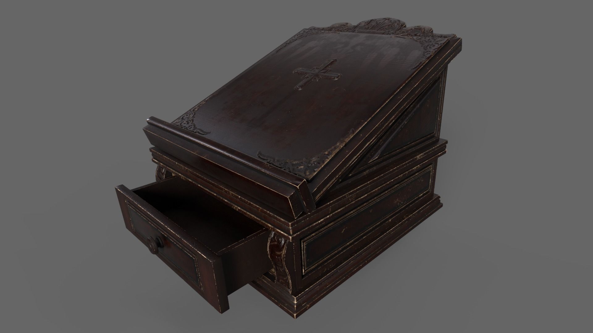 Victorian Book Stand Low-poly 3D model_7