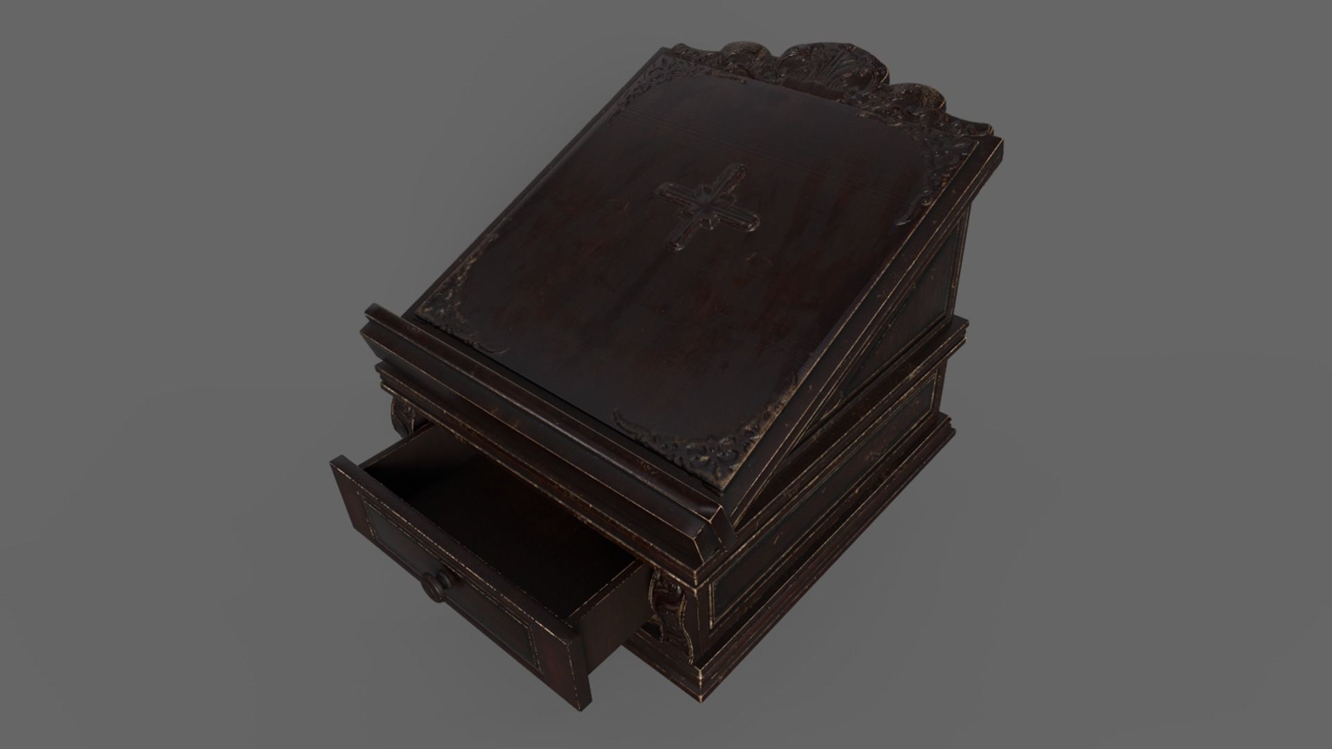 Victorian Book Stand Low-poly 3D model_2