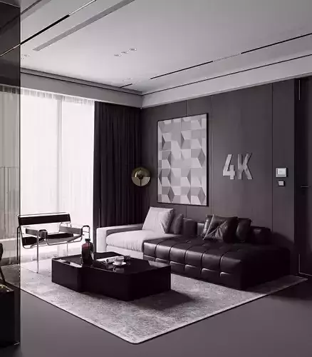 Black Interior Scene 3Ds Max Model Corona